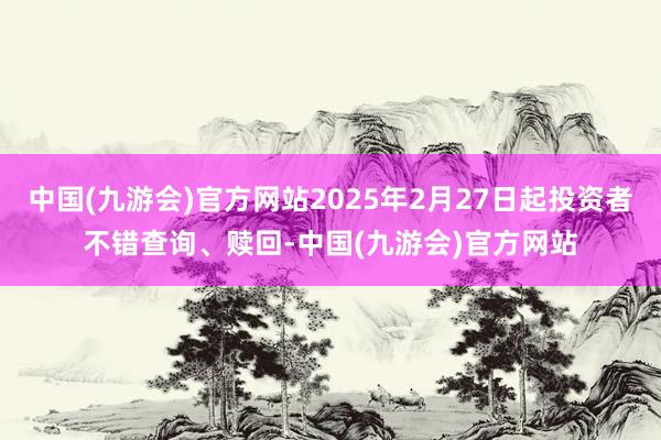 中国(九游会)官方网站2025年2月27日起投资者不错查询、赎回-中国(九游会)官方网站